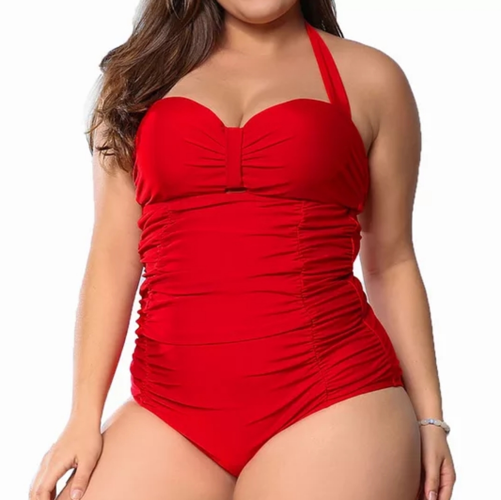 NEW!  Red One Piece Swimsuit Swimwear Bathing Suit